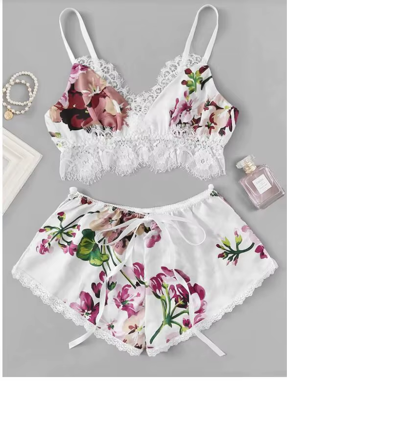Ensemble de lingerie de nuit 2 pièces : soutien-gorge sans armature + shorty (Réf 003)