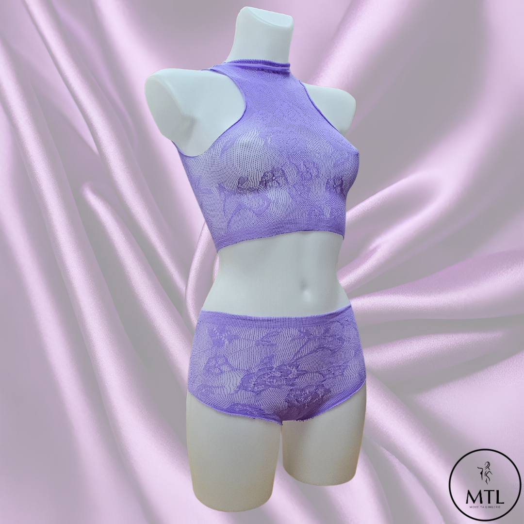 Ensemble de lingerie 2 pièces : brassière décorative + shorty (Ref 053)