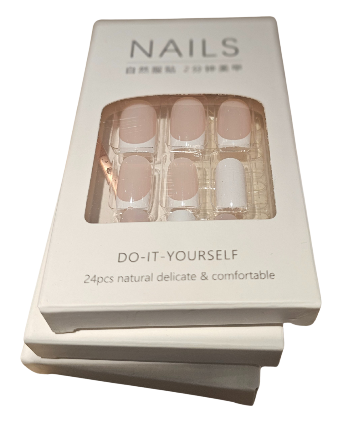Press On Nails : moyen - carré - french blanche (Ref N023)