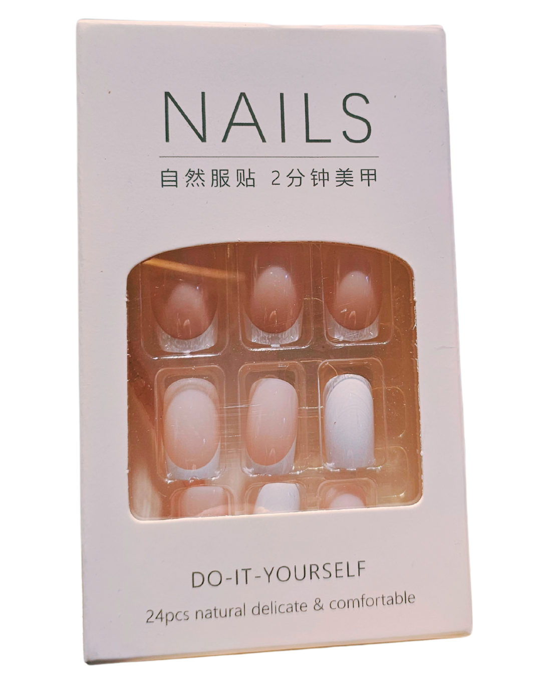 Press On Nails : moyen - carré - french blanche (Ref N023)