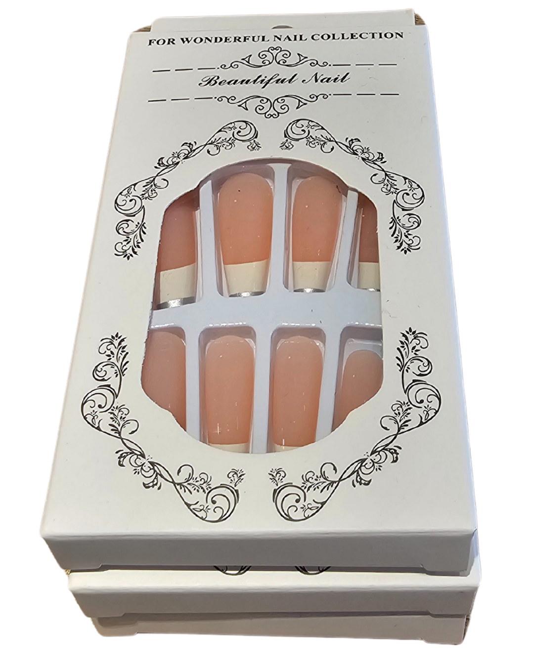 Press On Nails : long - carré - french blanche (Ref N026)