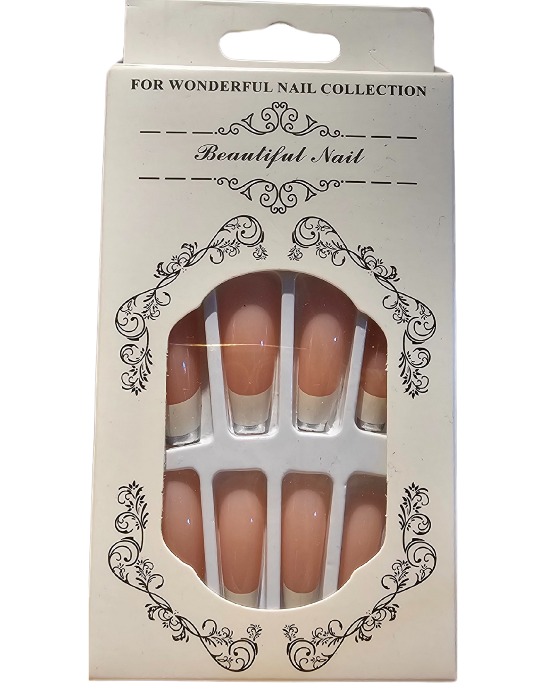 Press On Nails : long - carré - french blanche (Ref N026)