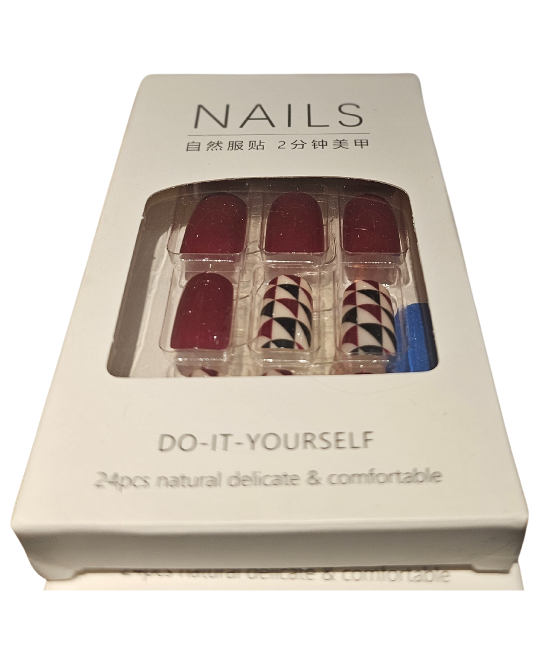Press On Nails : courts - Carré - bordeaux (Ref N002)