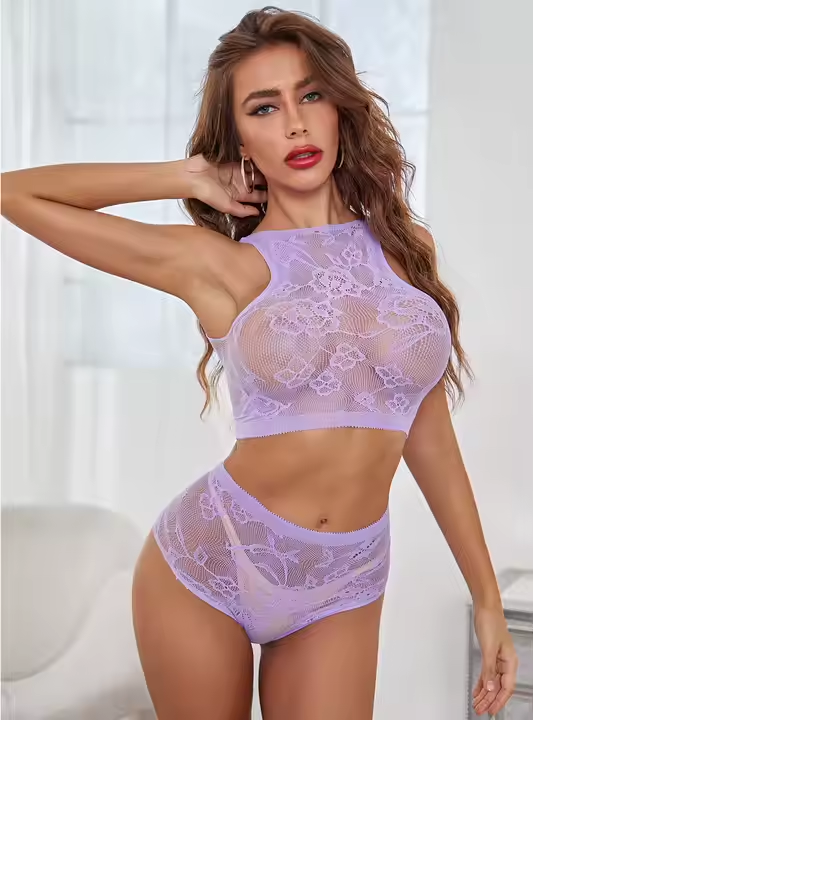 Ensemble de lingerie 2 pièces : brassière décorative + shorty (Ref 053)