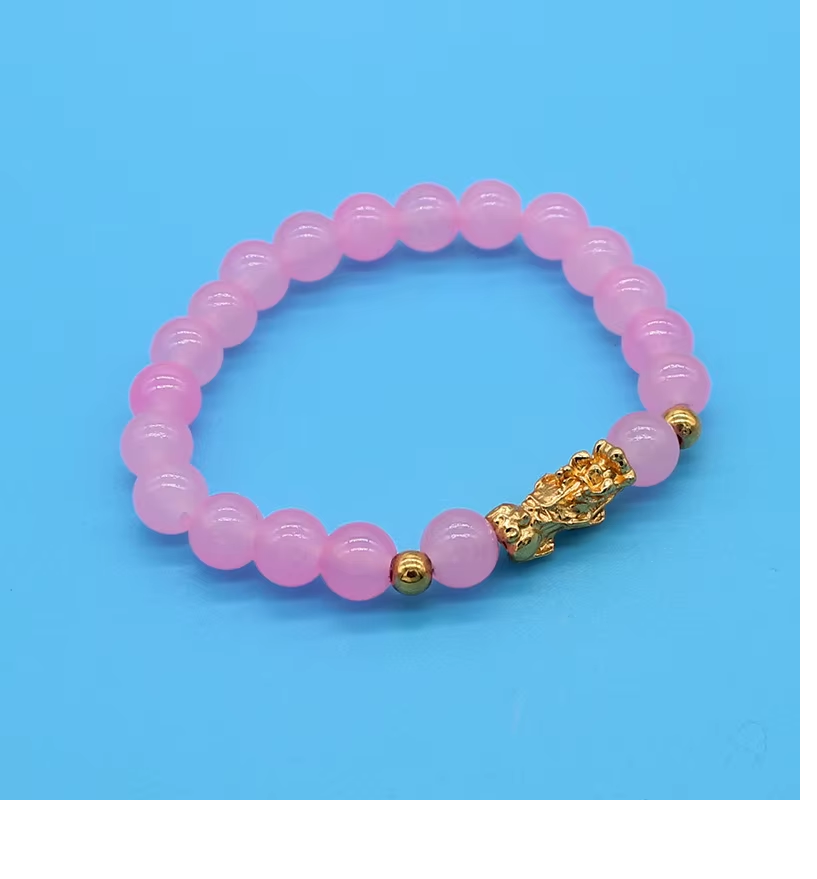 Bracelet -  perle rose et dragon doré (Ref B014)