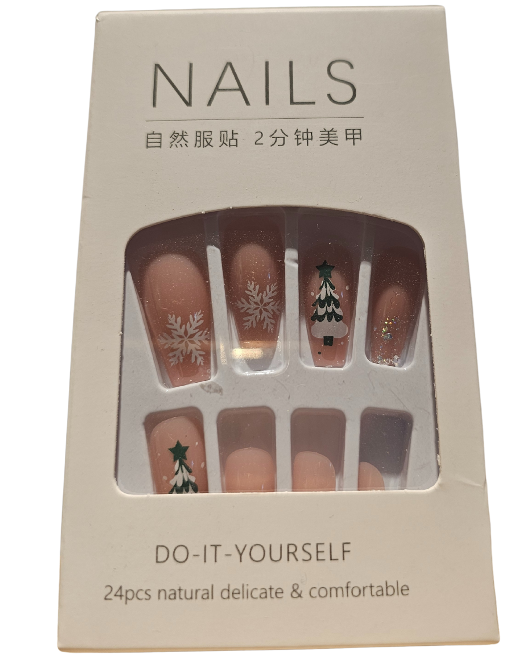 Press On Nails : Long - Carré - Thème Noël (Ref N001)